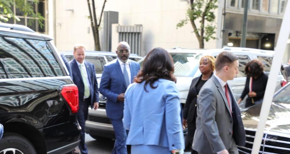 President Weah's arrives in the USA for UNGA