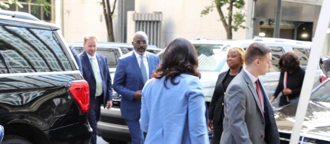 President Weah's arrives in the USA for UNGA