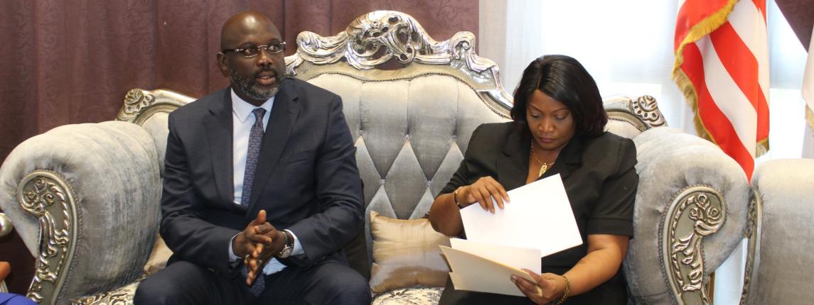H. E. George Manneh Weah, President of Liberia and Jewel Howard-Taylor, Vice President.